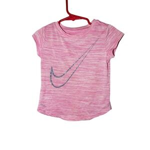 Nike Dri-FIT Girls Pink Space Dye Short Sleeve Athletic Swoosh Tee Shirt 3T